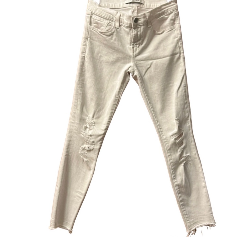 J Brand Distressed Cropped Ankle Skinny White Ladies Jeans Size 25 Boho Pants